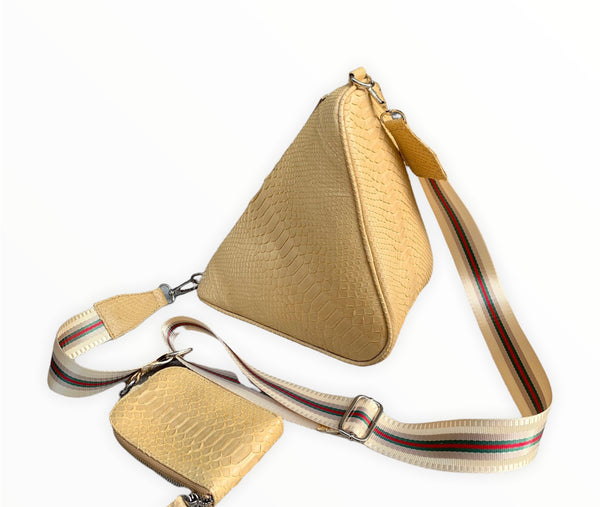 Triangle Python Crossbody Bag