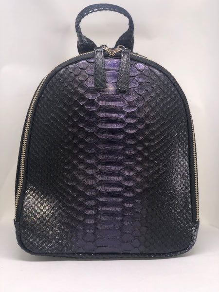 Madison Celestial Black/Blue Metalic Python Backpack
